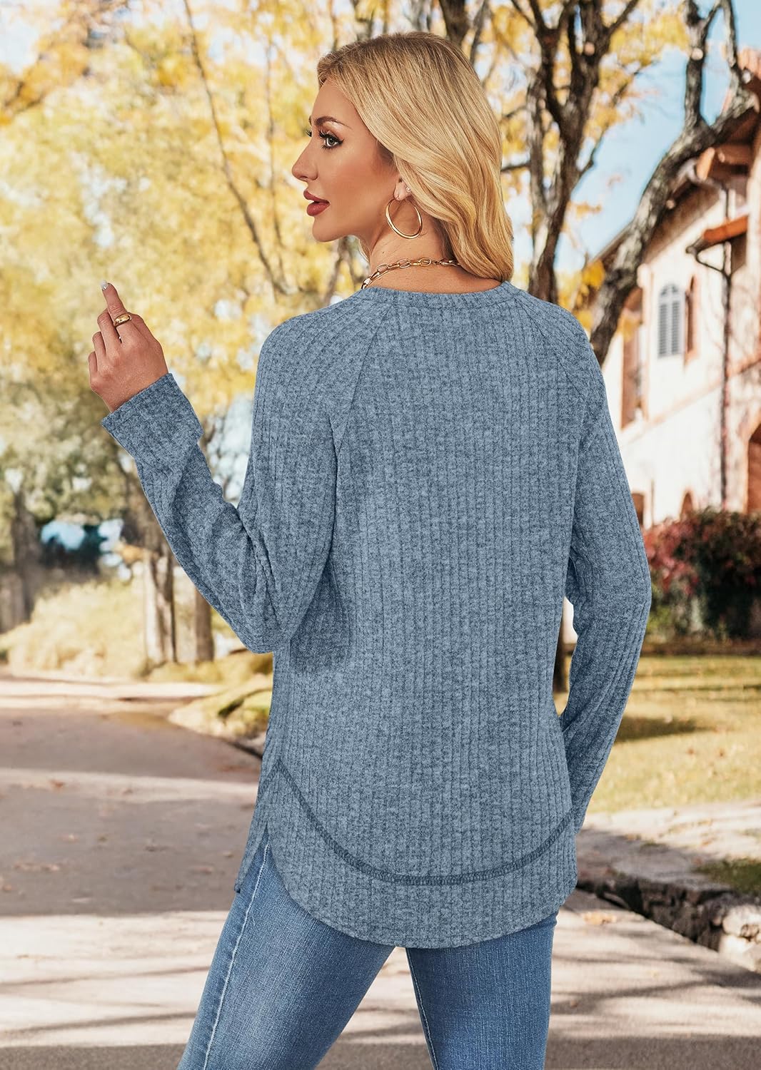 WIHOLL Long Sleeve Shirts for Women 2026 Fall Sweaters Lightweight Casual Tunic Tops Loose Fit Winter Clothing S-2XL - Image 5