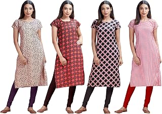 Women's Crepe A-Line Kurti's Pack Off-4