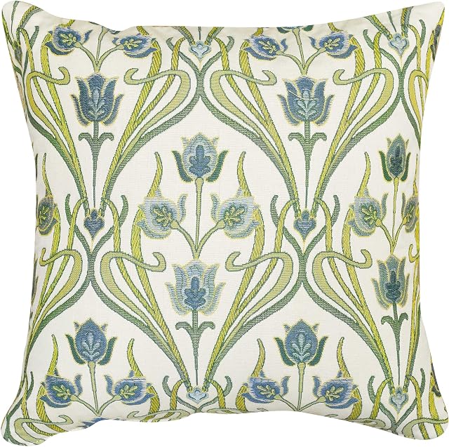 Linen Loft Traditional Woven Art Deco Cushion Cover. Mackintosh Style Design in Powder Blue. Heavyweight Tapestry Upholstery Fabric. 17x17'' Square Cover Only