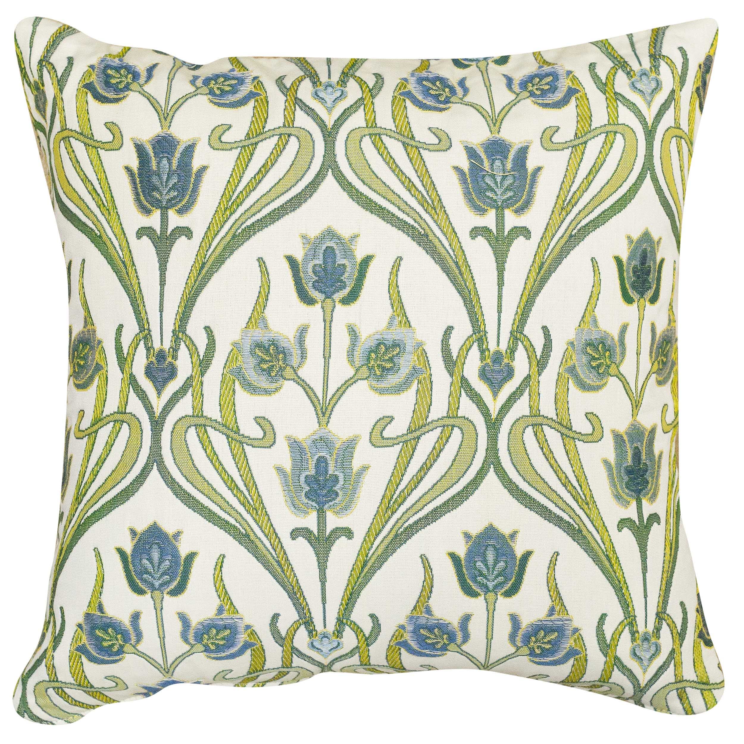 Linen Loft Traditional Woven Art Deco Cushion Cover. Mackintosh Style Design in Powder Blue. Heavyweight Tapestry Upholstery Fabric. 17x17 Square Cover Only