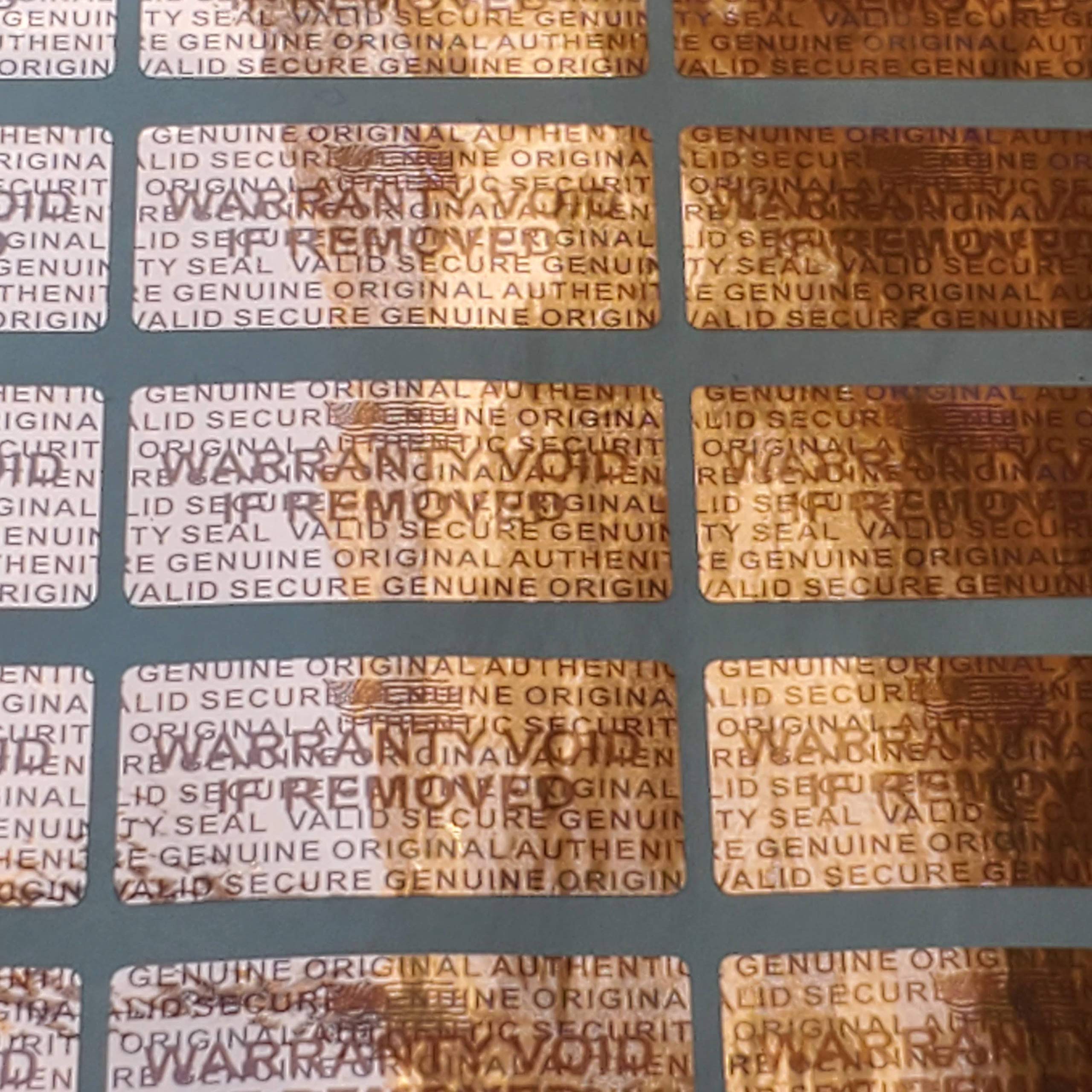1000 pieczęci zabezpieczających hologram etykiety gwarancyjne widoczne na manipulacje naklejki 15 mm x 30 mm - marka Dealimax (miedź - pomarańczowa)