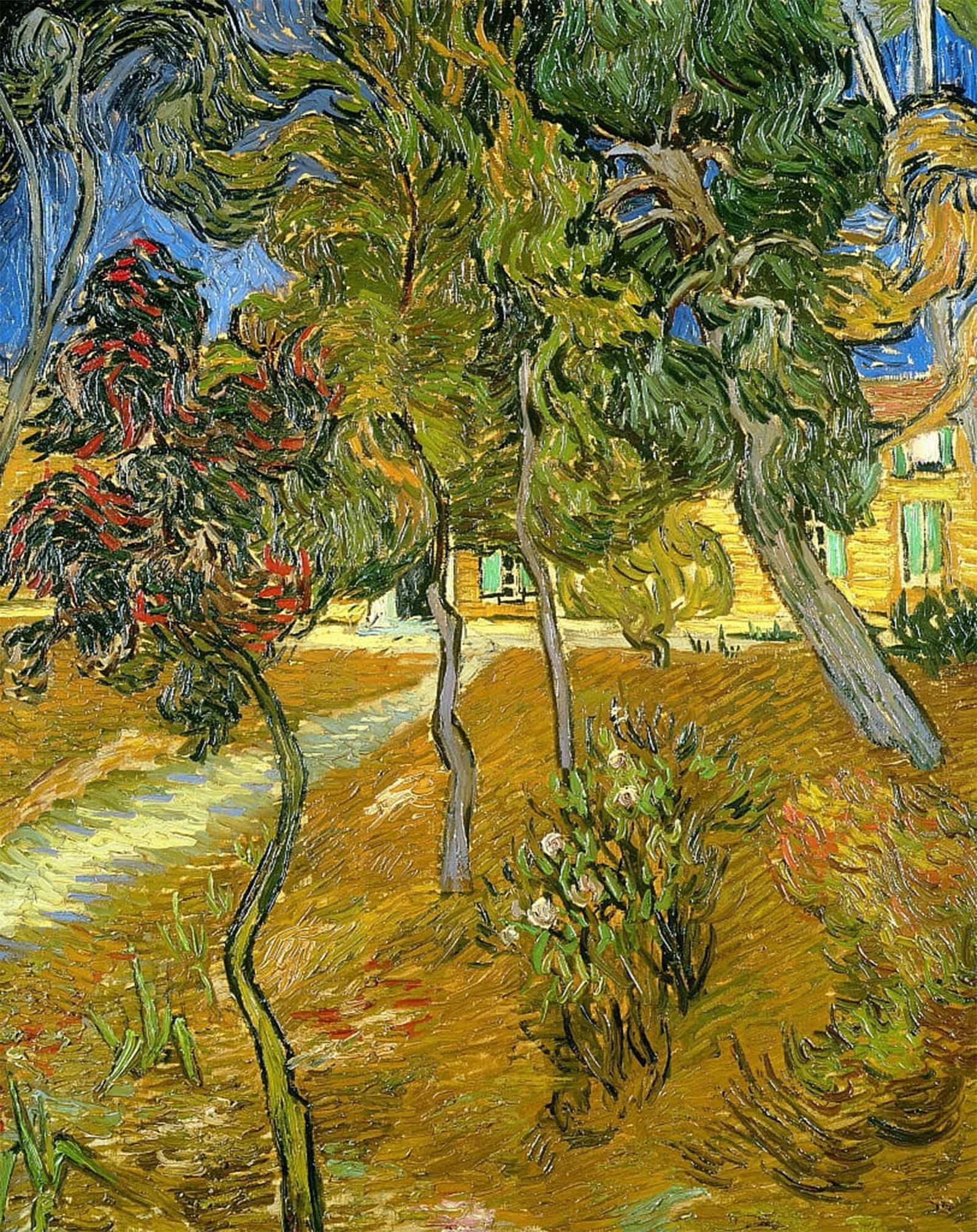 POSTERIIk Vintage Print Pop Art Landscape Artwork Trees in the Garden of the Asylum by Vincent Gogh Van Art Prints for Office Home Decor 60x90cm