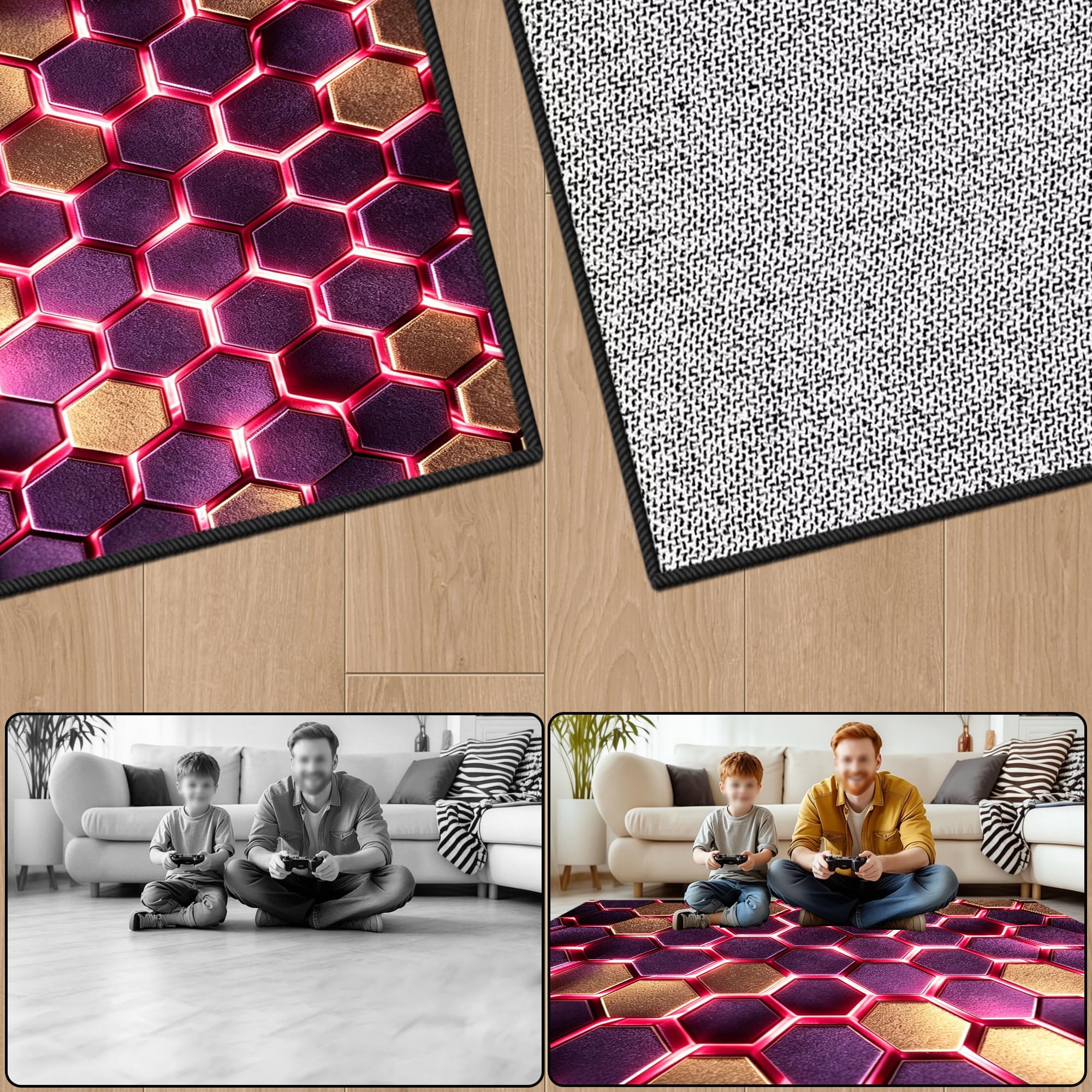Tapis Chambre Ado Gamer 3D, Tapis Sol Gaming Chambre Garcon Enfant, Tapis De Salon Moderne Antidérapant, Tapis Salle a Manger pour Salon Chambre à Coucher 140 x 160 cm