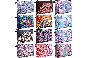 12 Pack Wholesale Boutique Makeup Bags Bulk Printed Mandala Toiletry Pounches Zipper Travel Accessories