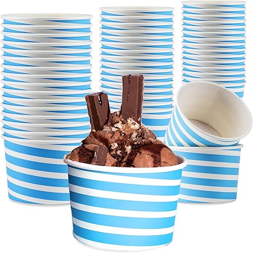 Miniatura 1 de TYPTOP Vasos de papel para helado de alta calidad, paquete de 50 vasos desechables de postre de 5.5 onzas para bebidas calientes y frías, 5.5 onzas