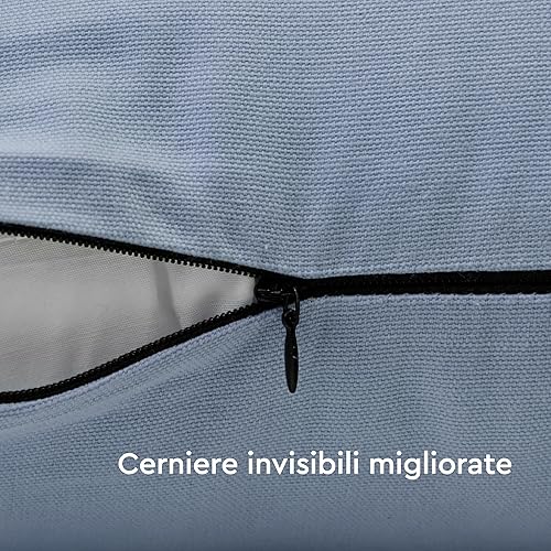 Vista 281 de Encasa Homes - Juego de 2 fundas de almohada, 18 x 18 pulgadas, lona de algodón teñidas, cuadradas, decorativas, para sofá, silla, cama y hogar, Azul