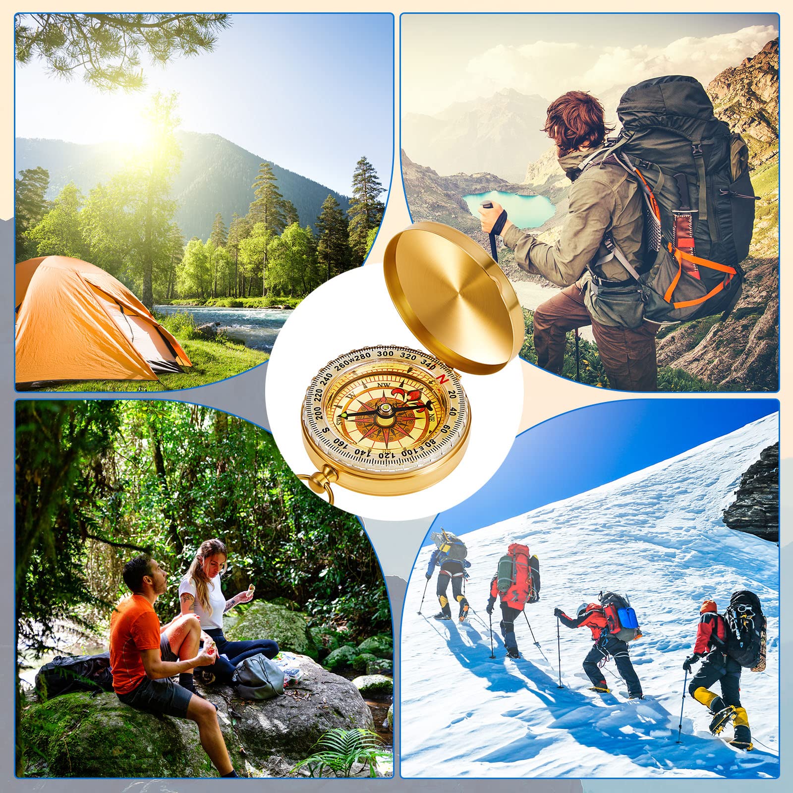 Dunzy Boussole de survie de camping pour enfants - Boussole de poche en métal phosphorescent pour enfants, boussole de randonnée, outil de navigation militaire pour randonnée, chasse, escalade,