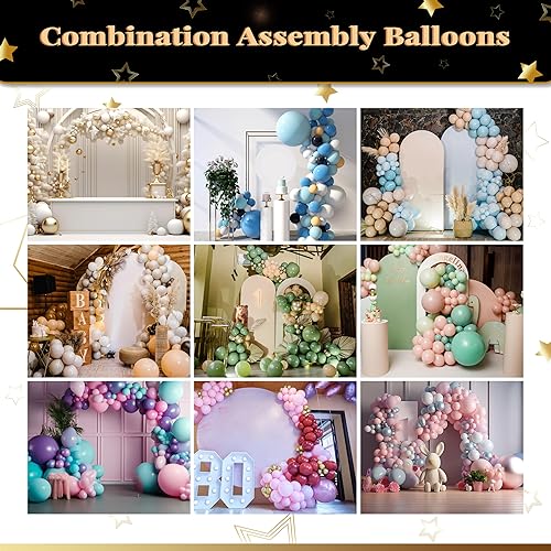 Miniatura 7 de PP OPOUNT Kit de arco de globos (8.2 pies y 5 pies), soporte de arco de globos con forma de doblez libre con globobasesbomba de globos, soporte de