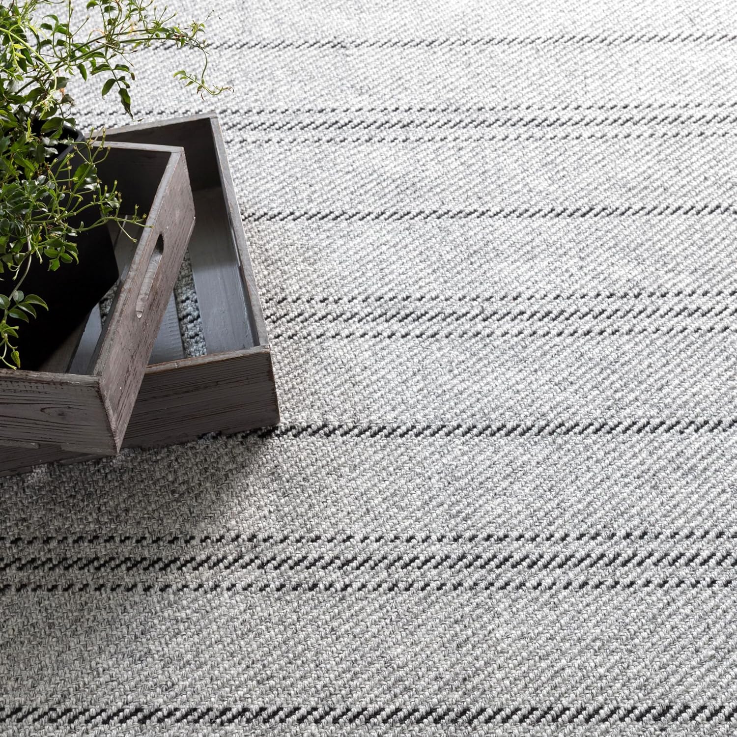 Dash and Albert Melange Stripe Grey/Black Handwoven Indoor/Outdoor Rug, 5 X 8 Feet, Grey/Black Stripe Pattern - Premium Luxury Hotel Quality Soft Breathable Hypoallergenic Machine Washable Easy