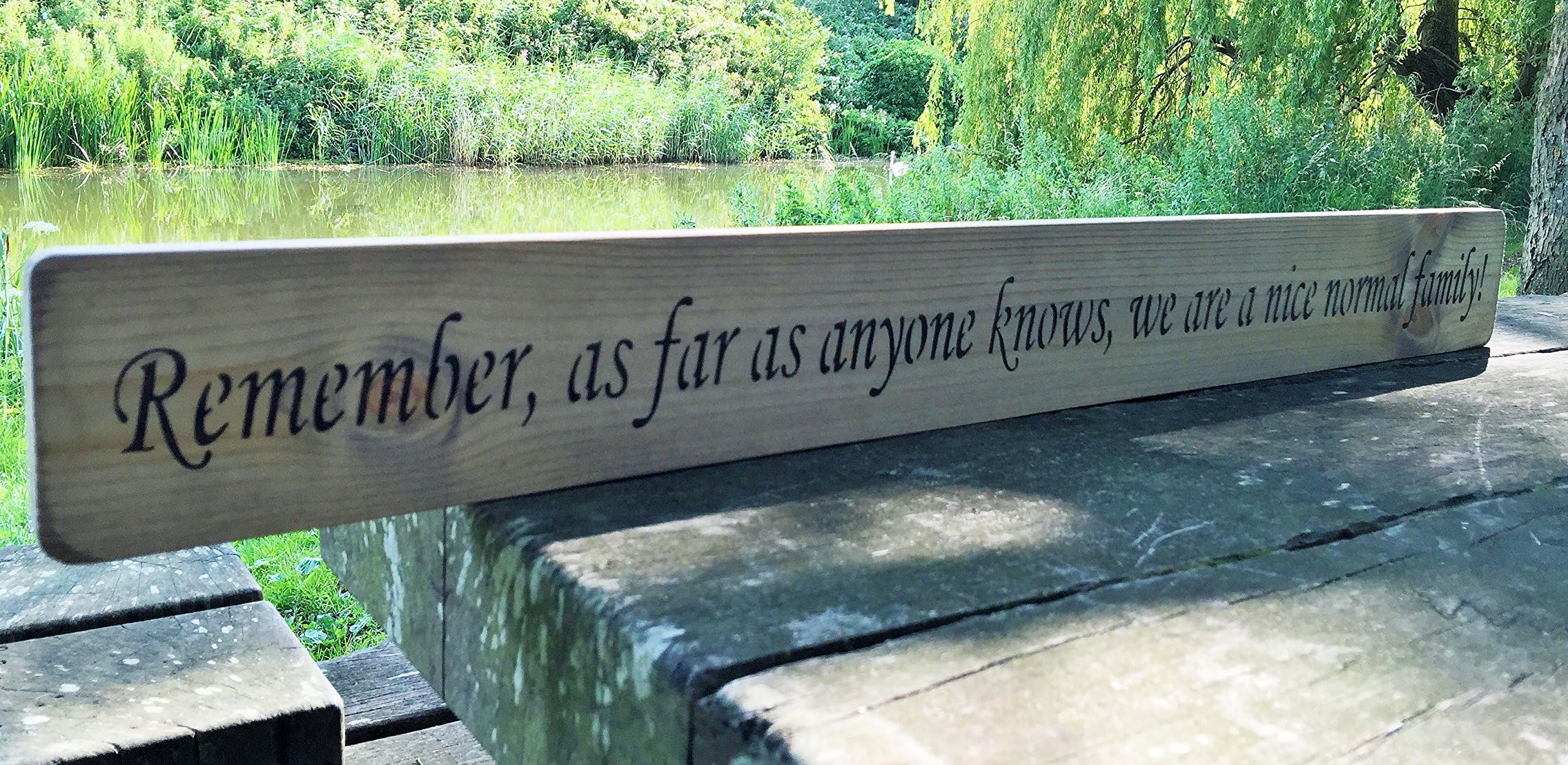 LARGE SIGN Remember as far as anyone knows we are a nice normal family Sign Large Wooden Hand Painted Sign Plaque Gift KITCHEN LIVING ROOM DECOR Handmade By Vintage Product Designer Austin Sloan