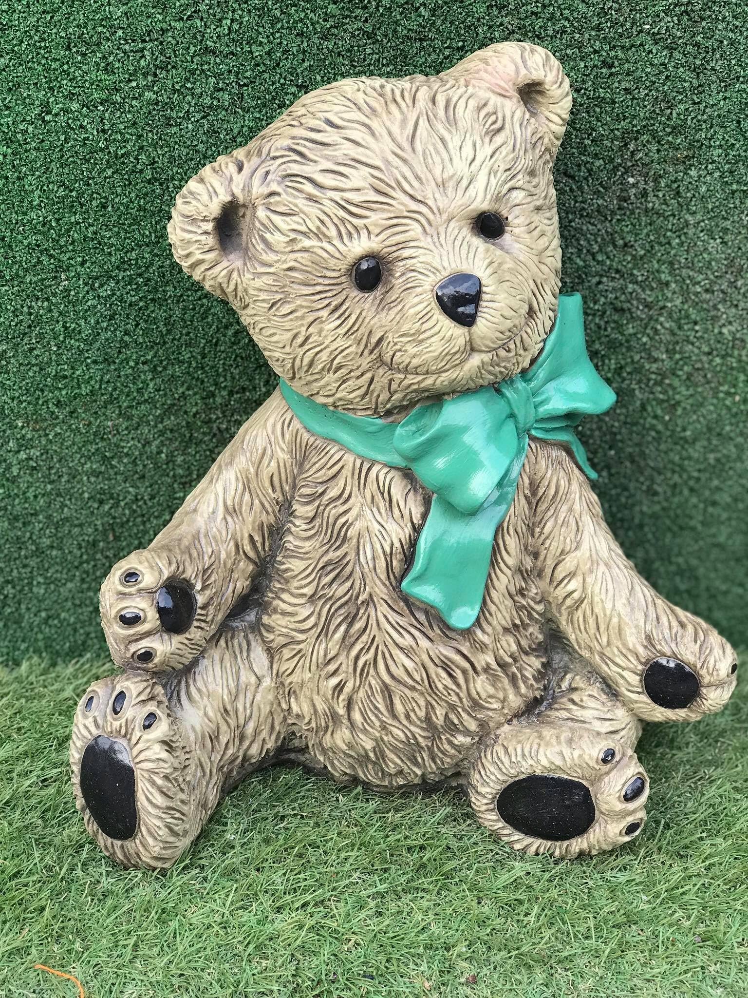 OLOMA Concrete teddy bear sculpture Outdoor teddy figurine Stone bear statue Animal decor Cement garden and home ornament Teddy bear lover gift Unique decoration Animal art yard Bear decoration