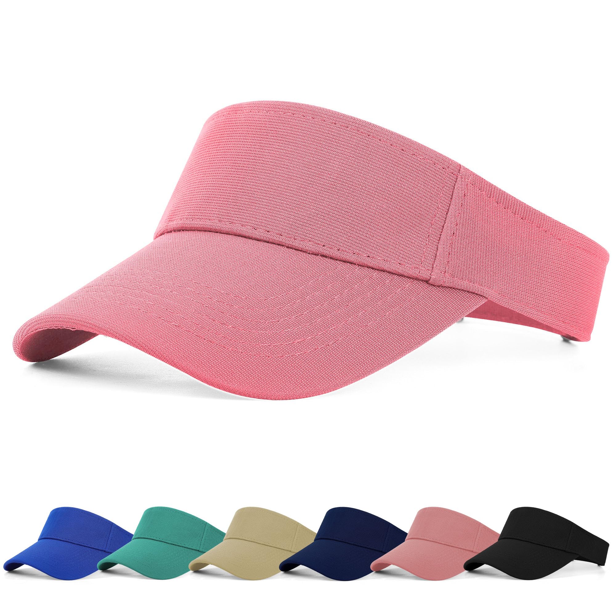 FCHUI Sun Visor Cap - Women Ponytail Baseball Cap for Women and Ladies, Long Peak Thicker Sweatband Adjustable Hat for Golf Cycling Fishing Tennis Running Jogging Visor Hats for Men (Pink)