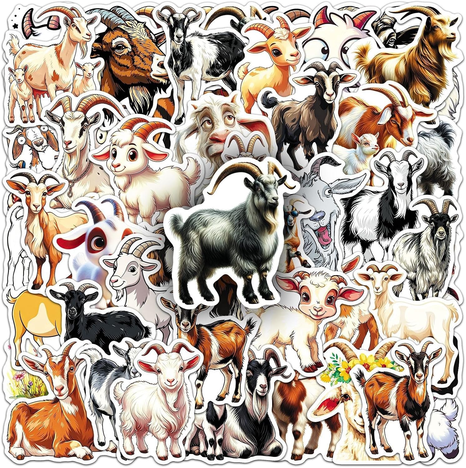 50Pcs Cute Goat Stickers Bulk for Laptop(colourful-C21)