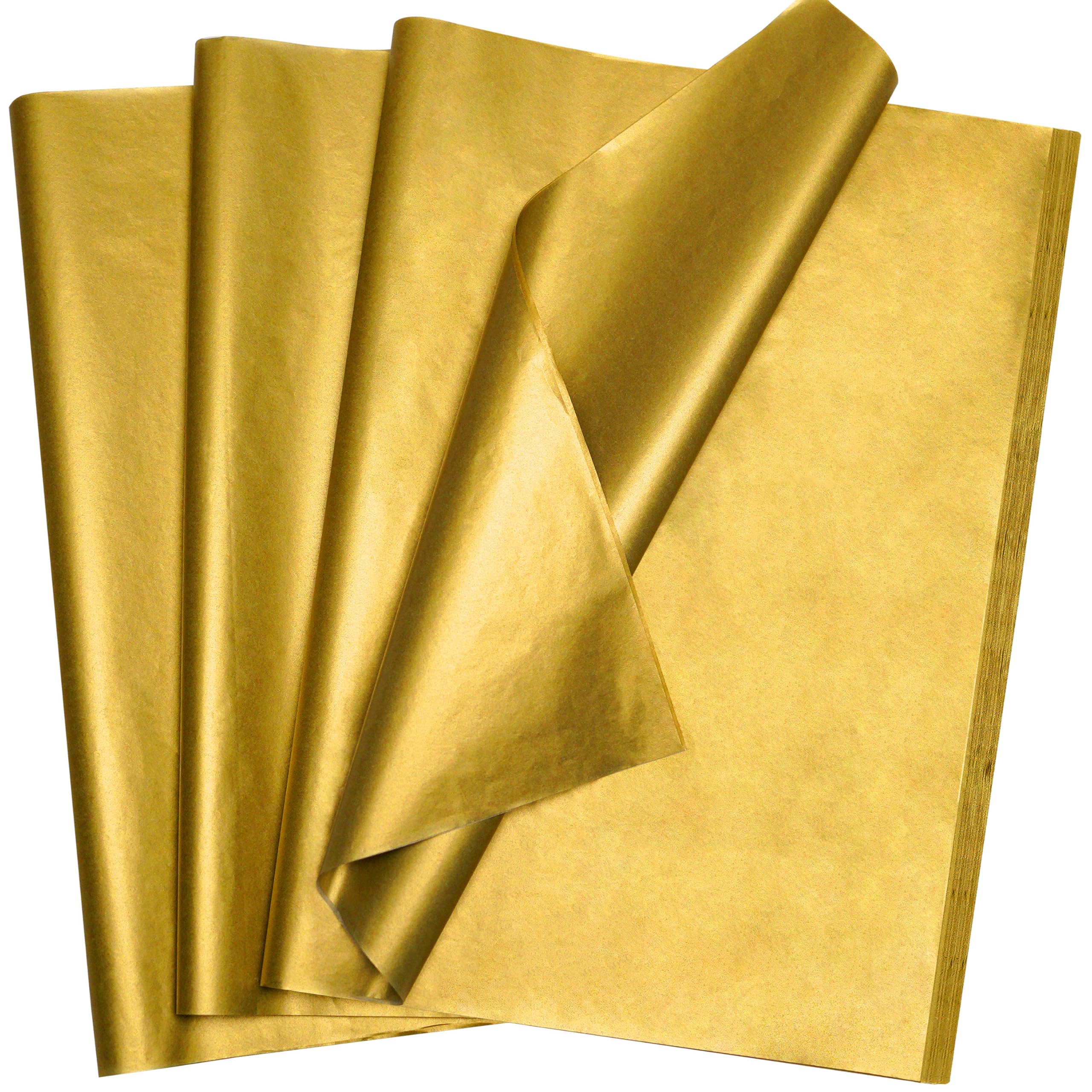 Bobobag 100 Sheets 14"X20" Metallic Gift Wrapping Gold Tissue Paper Bulk for Christmas, Mother's Day, Birthday Gift Bags Packaging Craft