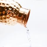 PRURA Bouteille d'Eau en Cuivre Martelé - Récipient Ayurvédique Avec Couvercle - Grande Capacité, Anti-Fuite - Pour Boire Plus d'Eau - 4