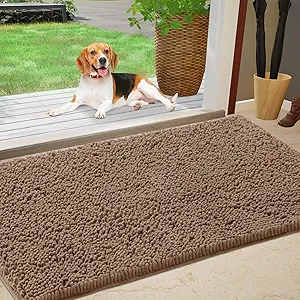 IM HOME Chenille Absorbent Outdoor Doormat 71" x 25", Washable Muddy Door Mats for Dog Non Slip Indoor Doormat Dog Mat for Muddy Paw Front Inside Doormats for Entryway Camel