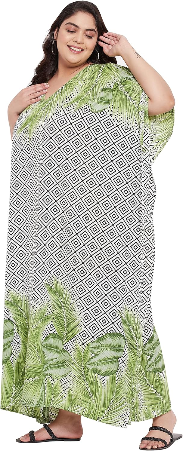 Gypsie Blu Women Plus Size Kaftan Dress Beach Cover Up Maxi Dresses for Women, V-Neck Kimono Sleeve 1X–3X - Image 3