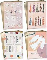 Hallmark Boho Christmas Cards Boxed Set: 16 Pastel Pink, Purple, Emerald Green Cards with Envelopes & Doves
