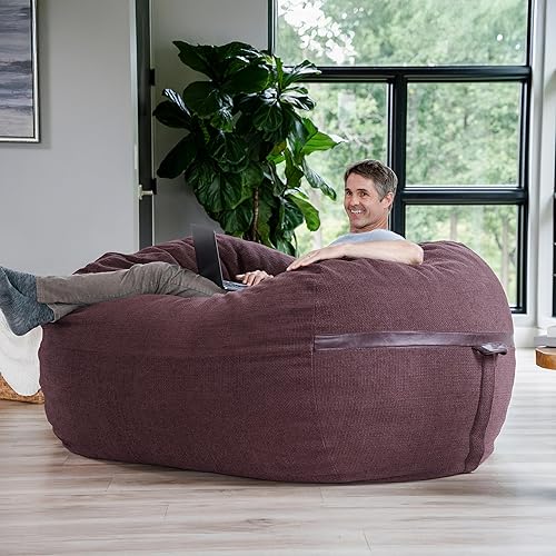 Miniatura 272 de Big Joe Fuf - Puf extragrande (XXL) relleno de espuma con funda extraíble, color niebla Lenox, poliéster tejido duradero, 6 pies, gigante Negro