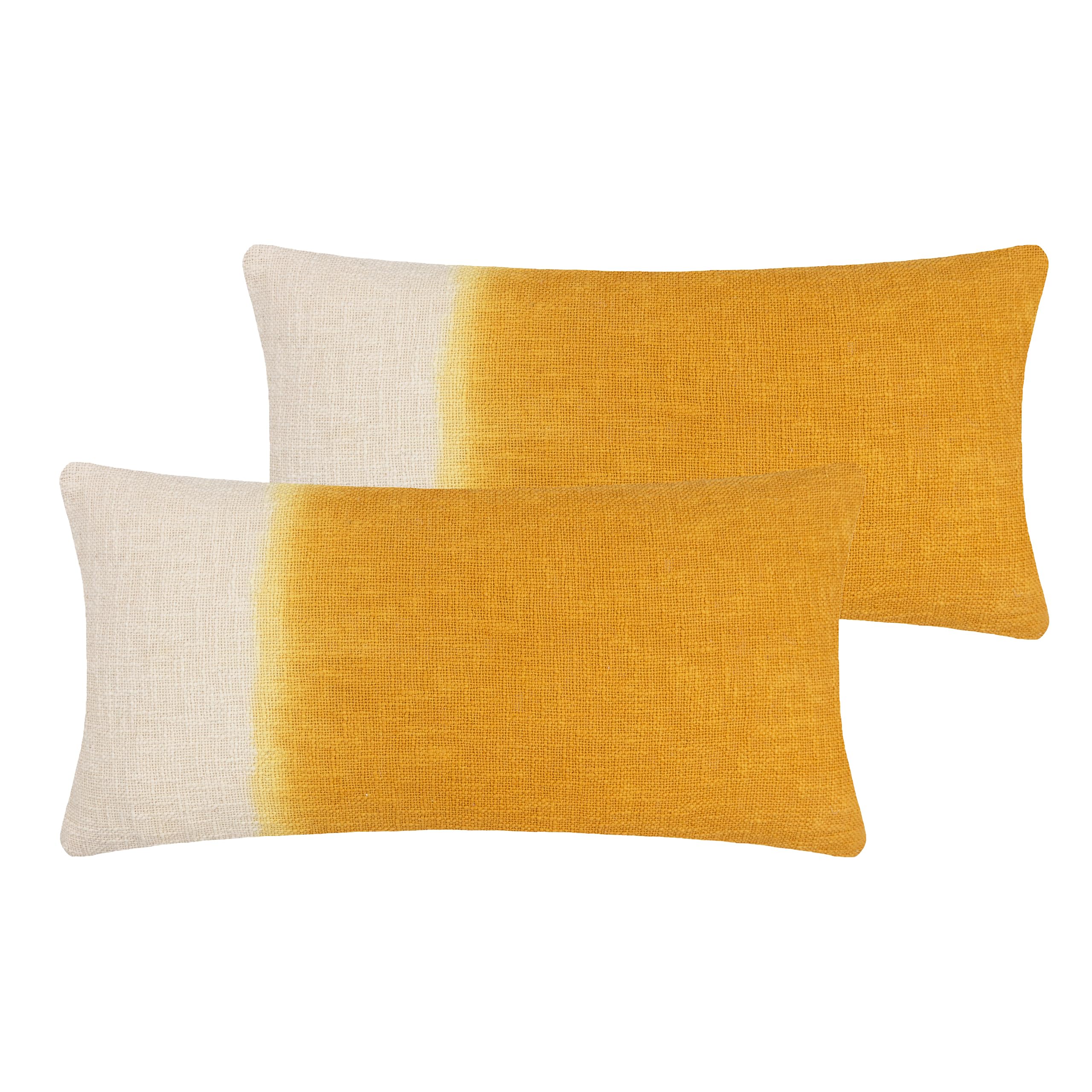 furn. Mizu Rectangular Feather Filled Cushions Twin Pack,Ochre,30 x 65cm