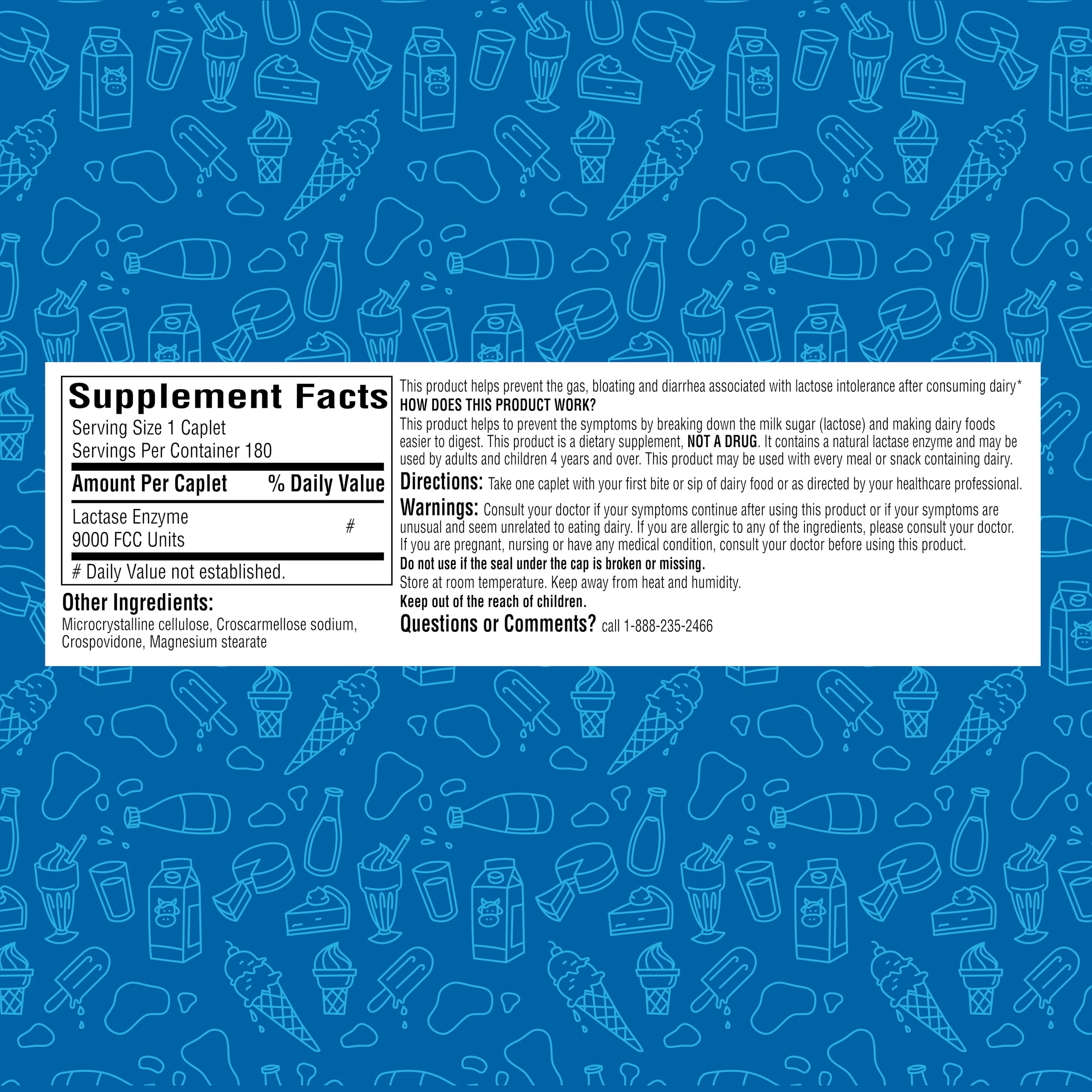 A+Health Dairy Relief Lactase Enzyme 9000 FCC Fast Acting 180 Count Caplets — Amazon image 4