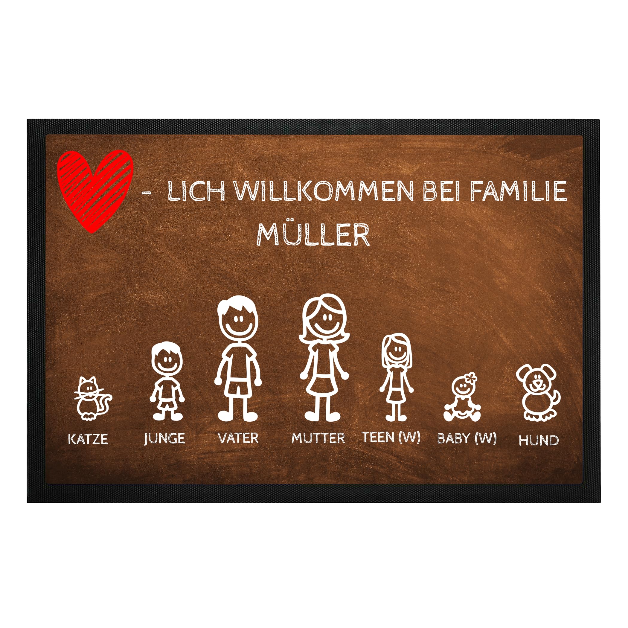 Fußmatte personalisiert - Türmatte für Familie mit Hund, 50 x 75 cm