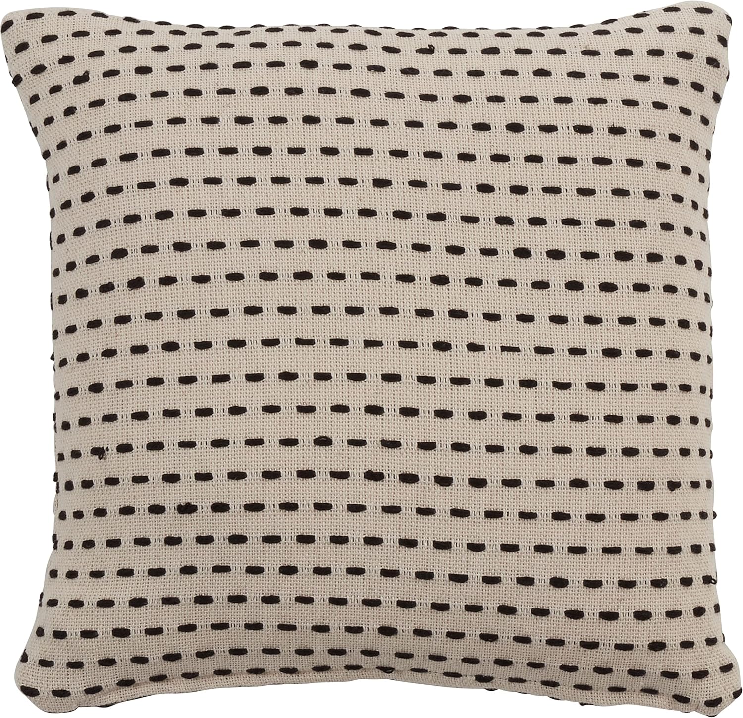 Beige Cotton Stitch Line Euro Pillow Cover