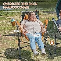 Vista 5 de TIMBER RIDGE Silla de camping tipo hamaca, silla hamaca oscilante de gran tamaño con respaldo y asiento ajustables para césped al aire libre