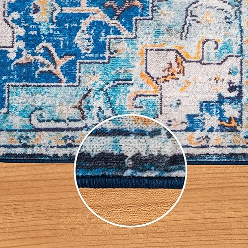Miniatura 4 de YOEGE Alfombra bohemia lavable de 4 x 6 pies, para dormitorio, sala de estar, cocina y aire libre, antideslizante, fácil de limpiar, no se