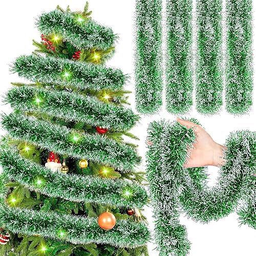 Riceshoot Guirnalda de oropel de Navidad de 118 pies de largo, con brillantina, para colgar en el árbol de Navidad, para fiestas, vacaciones, bodas,