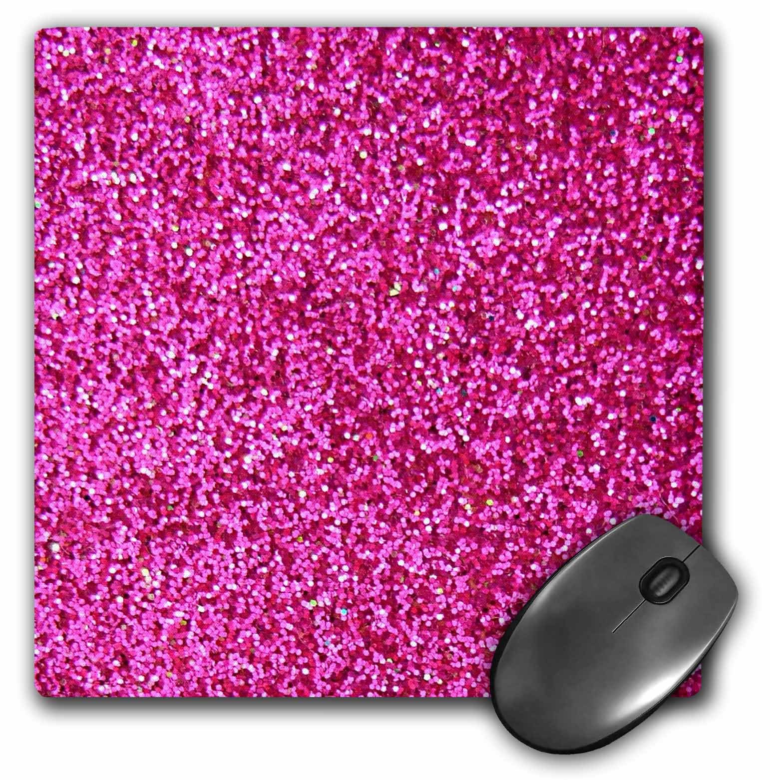 3dRose LLC 8 x 8 x 0.25 Inches Mouse Pad, Hot Pink Faux Glitter Photo of Glittery Texture Girly Trendy Glamorous Sparkly Bling Effect (mp_112888_1)