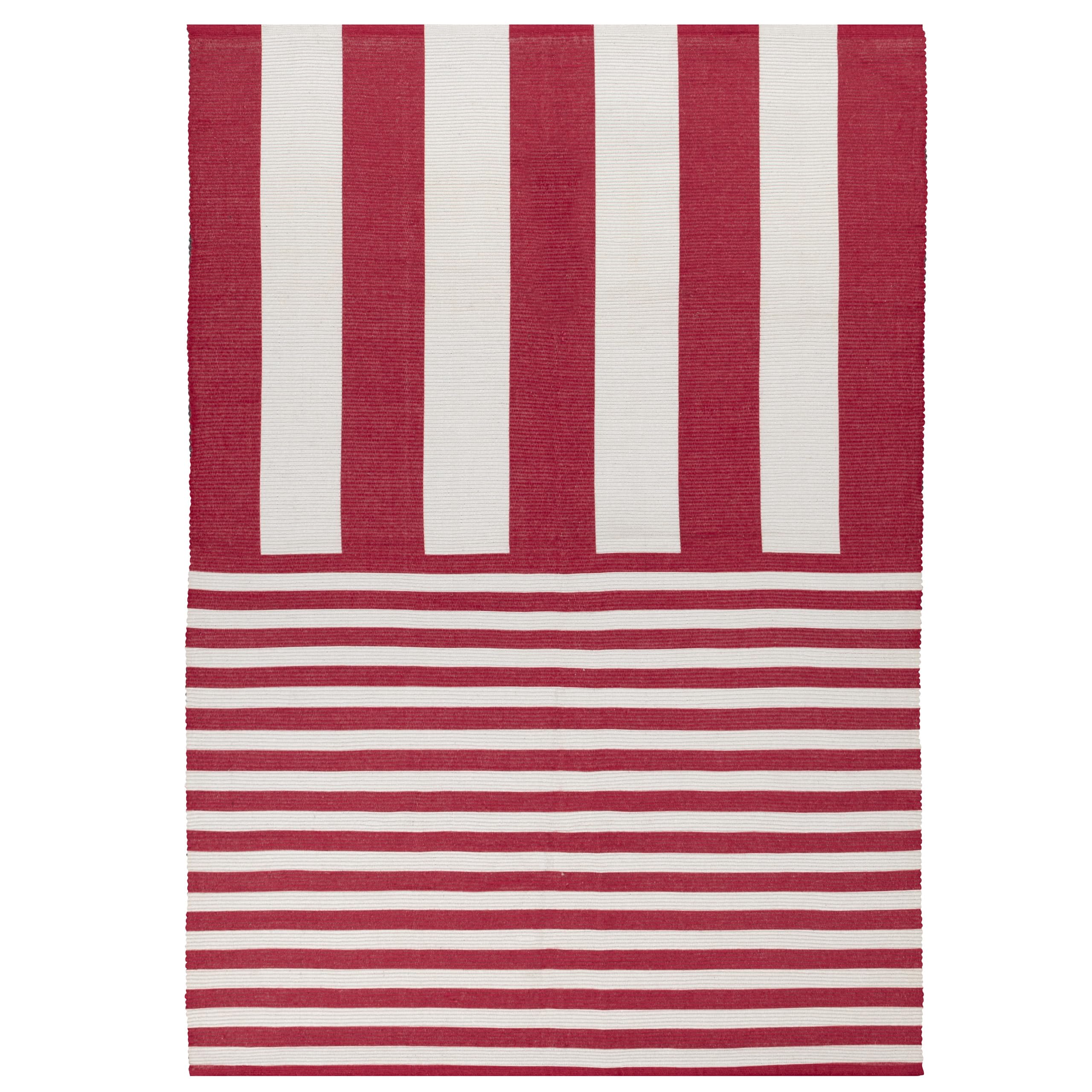 furn. Deck Stripe Tapis – Intérieur/Extérieur Rayé Lavable Résistant Aux Intempéries Léger Tapis (Blanc/Rouge - 120x170cm)