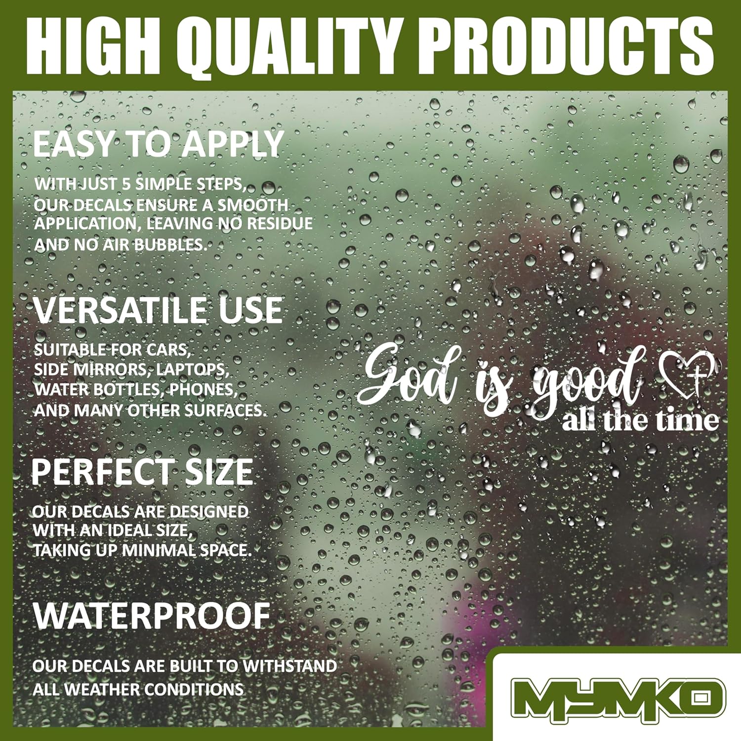 God is Good All the Time Decal, God Lover Car Window Decals, 6 Inches UV DTF Tranfer Car Stickers, Weatherproof Car Truck Window Bumper Sticker, Cross Heart Car Stickers and Decals for Christian - Image 5