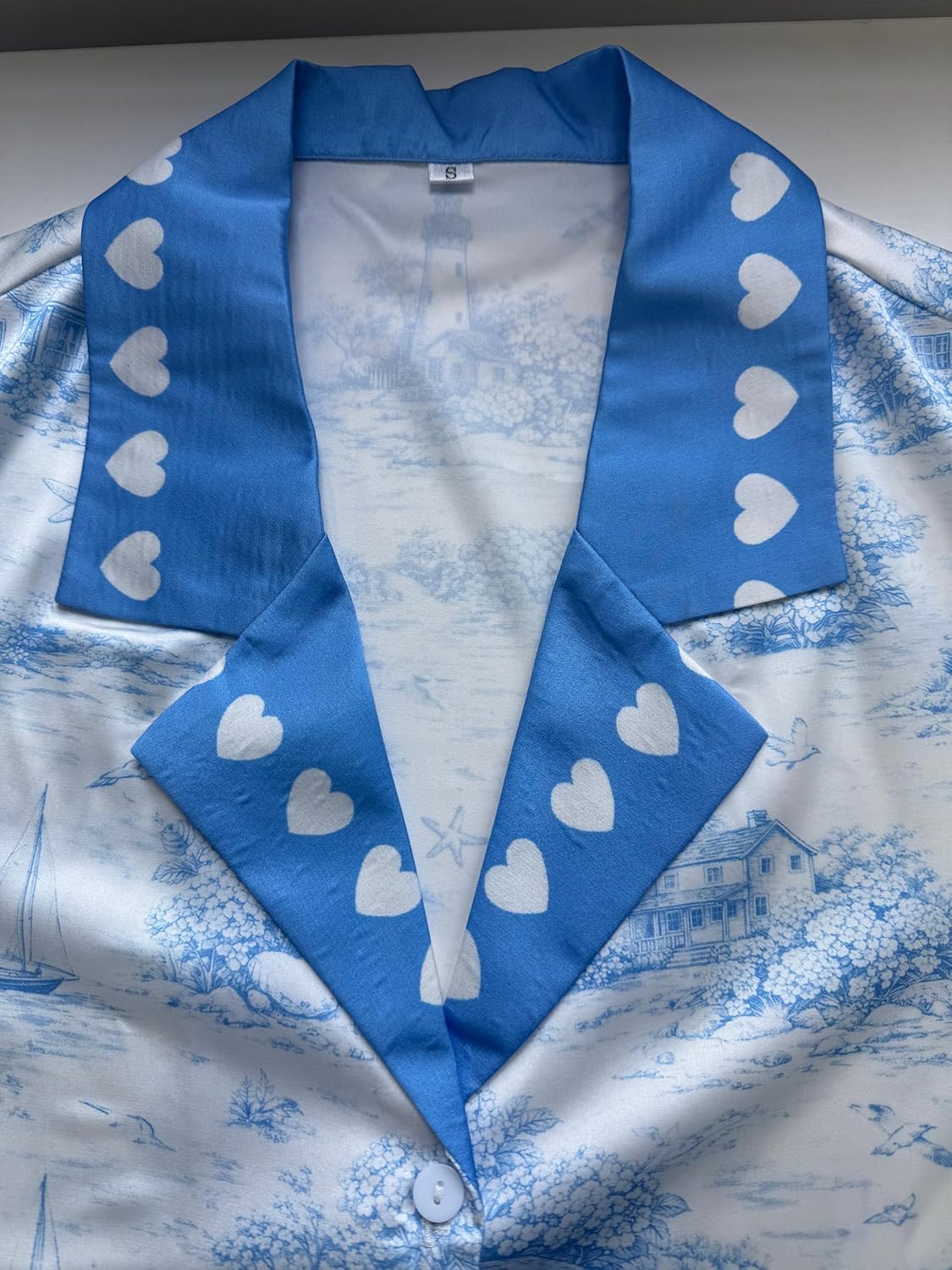 Silky Satin Pjs Set for Women, Short Sleeve Button Down Pajamas with Shorts, Lightweight Sleepwear - Image 5