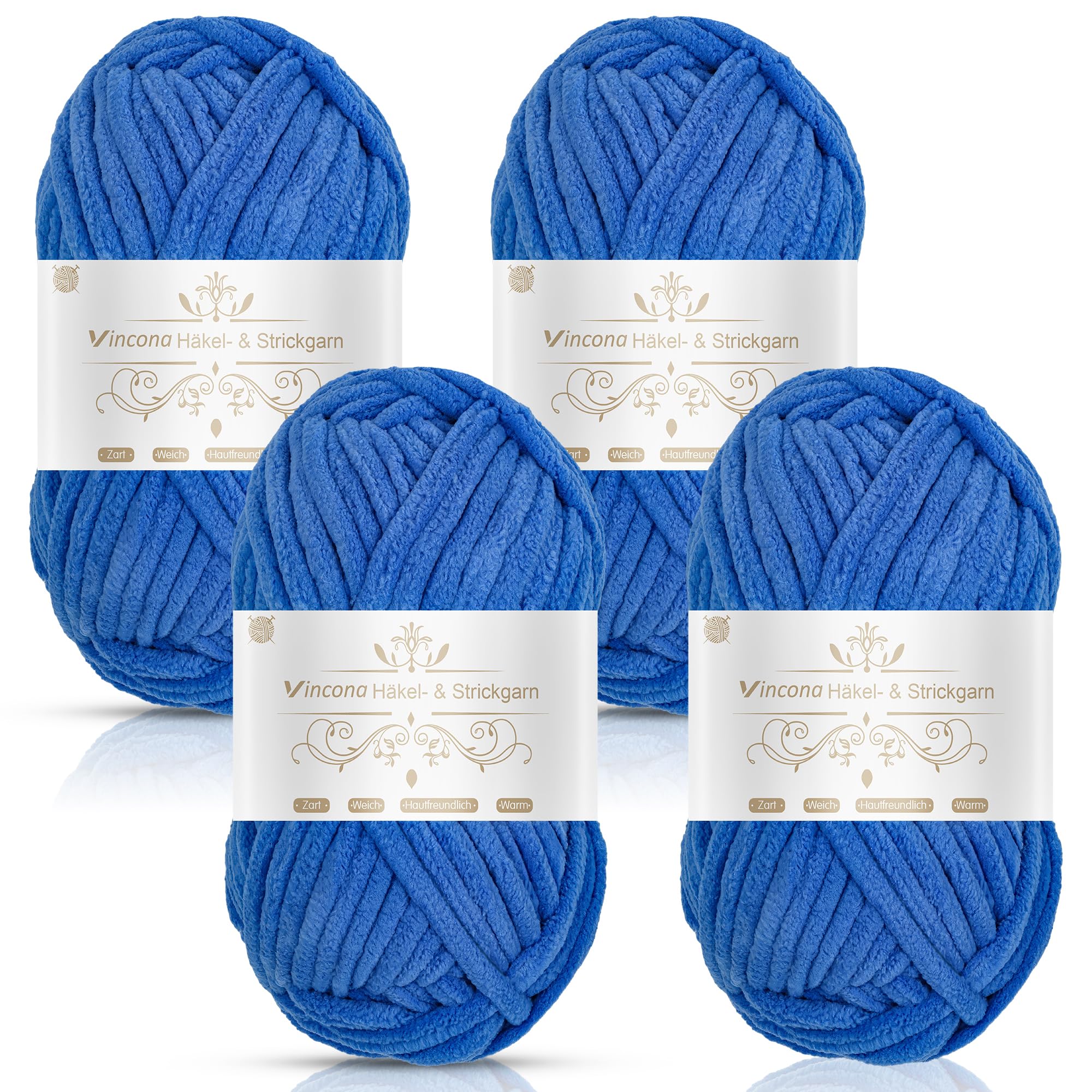 Vincona Chunky Yarn 4 x 100g Multi-Colored Soft Chunky Wool for Hand Knitting, Thick Yarn for Knitting 100g Balls, Soft Fluffy Velvet Thick Knitting Yarn for Crochet Blankets,Amigurumi Sky Blue — image 1