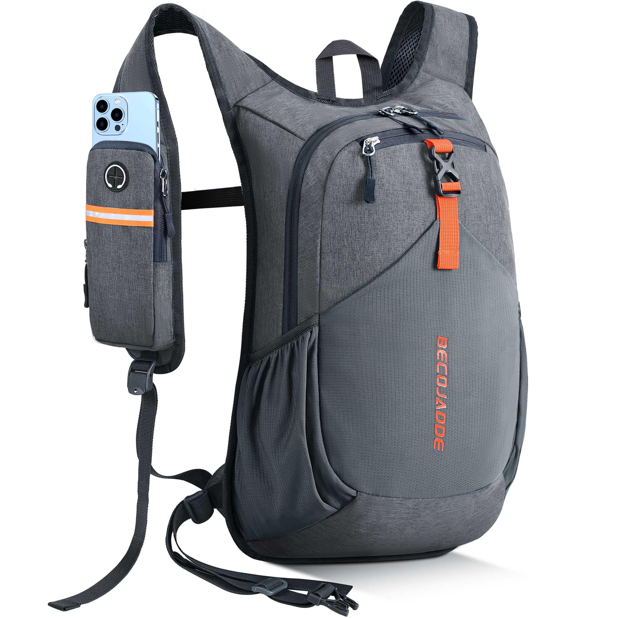 BECOJADDE 18L Hiking Backpack for Men Women Foldable Small Rucksack Lightweight Mini Backpack for Camping Travel Outdoor, Grey