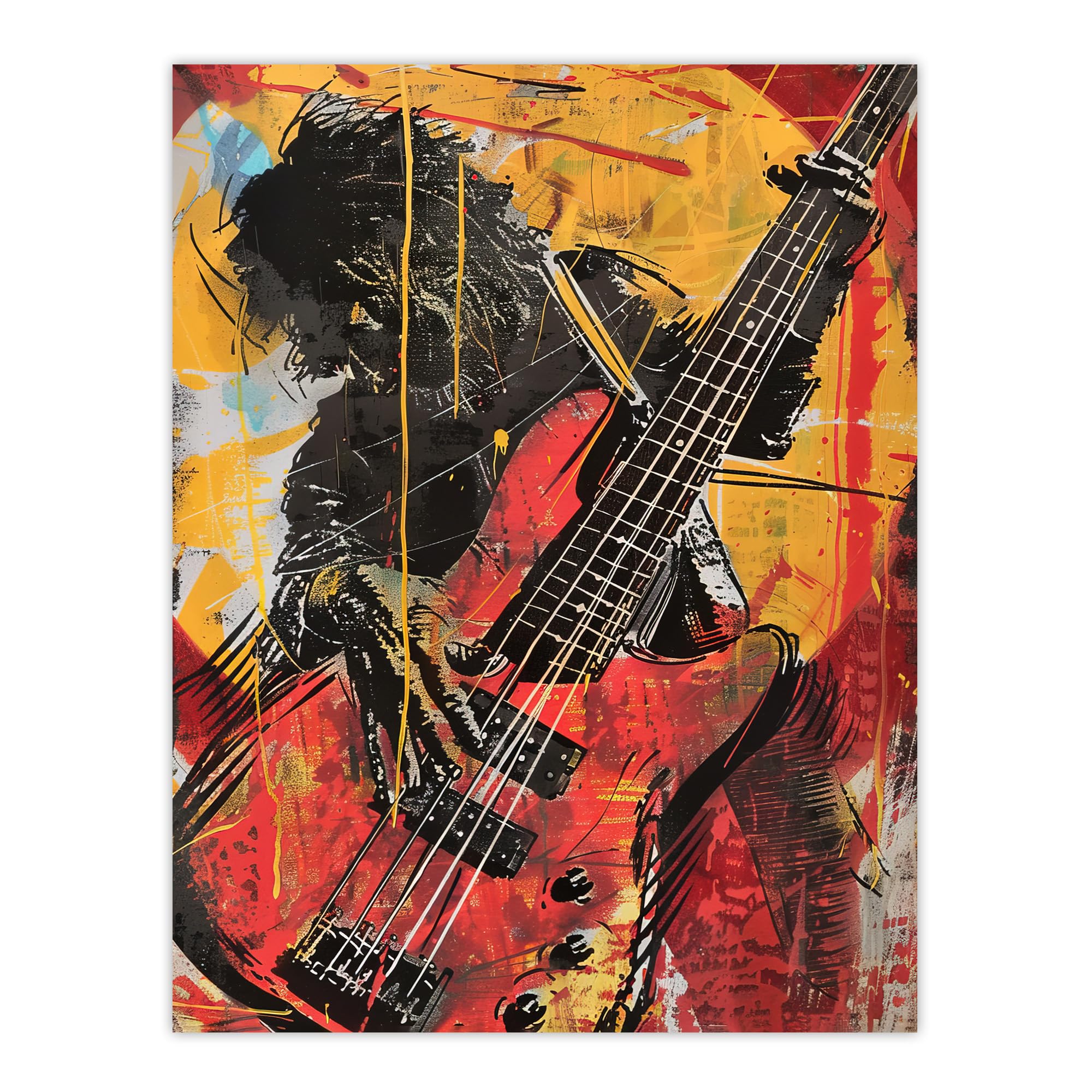 Artery8 Guitar Player Musician Gig Abstract Painting Living Room Extra Large XL Wall Art Poster Print