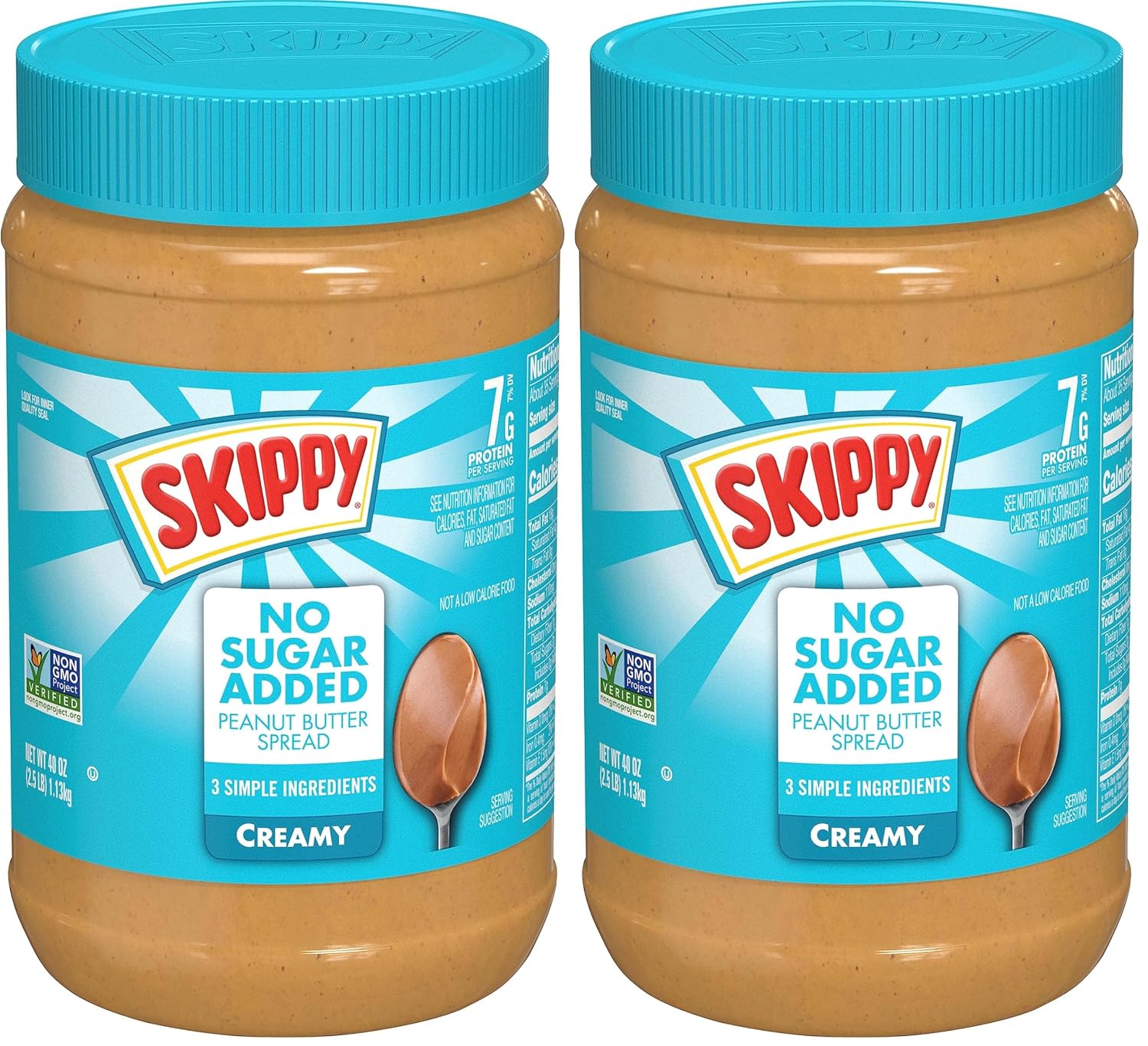  Creamy Peanut Butter No Sugar Added, Plant Based Protein, 40oz x1 thumbnail
