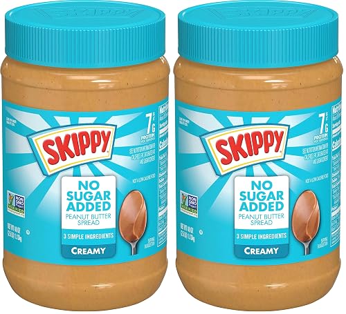 SKIPPY Creamy Peanut Butter Spread, No Sugar Added Peanut Butter,