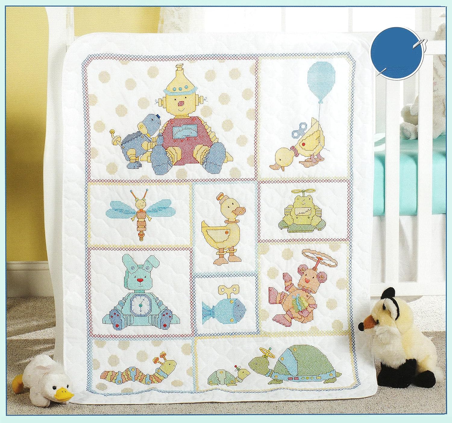 Bucilla Stamped Cross Stitch Crib Cover Kit, 34 by 43Inch
