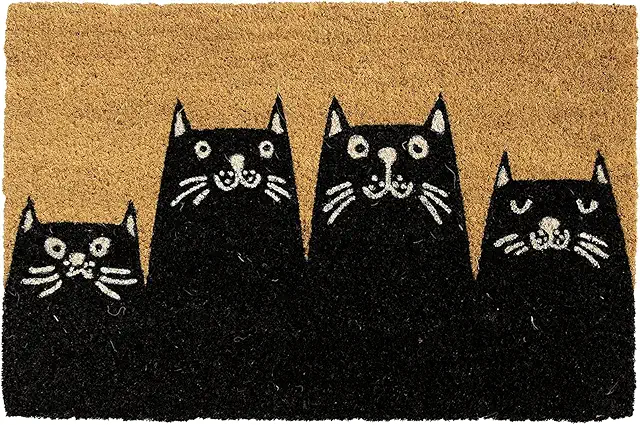 Fisura Modern Coconut Door Mat - Non-Slip PVC Backing, 70x40cm Cats Design