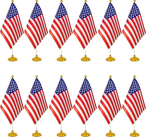 Miniatura 95 de WXTWK Paquete de 12 banderas argentinas de escritorio con base de soporte, decoración de celebración para eventos y eventos