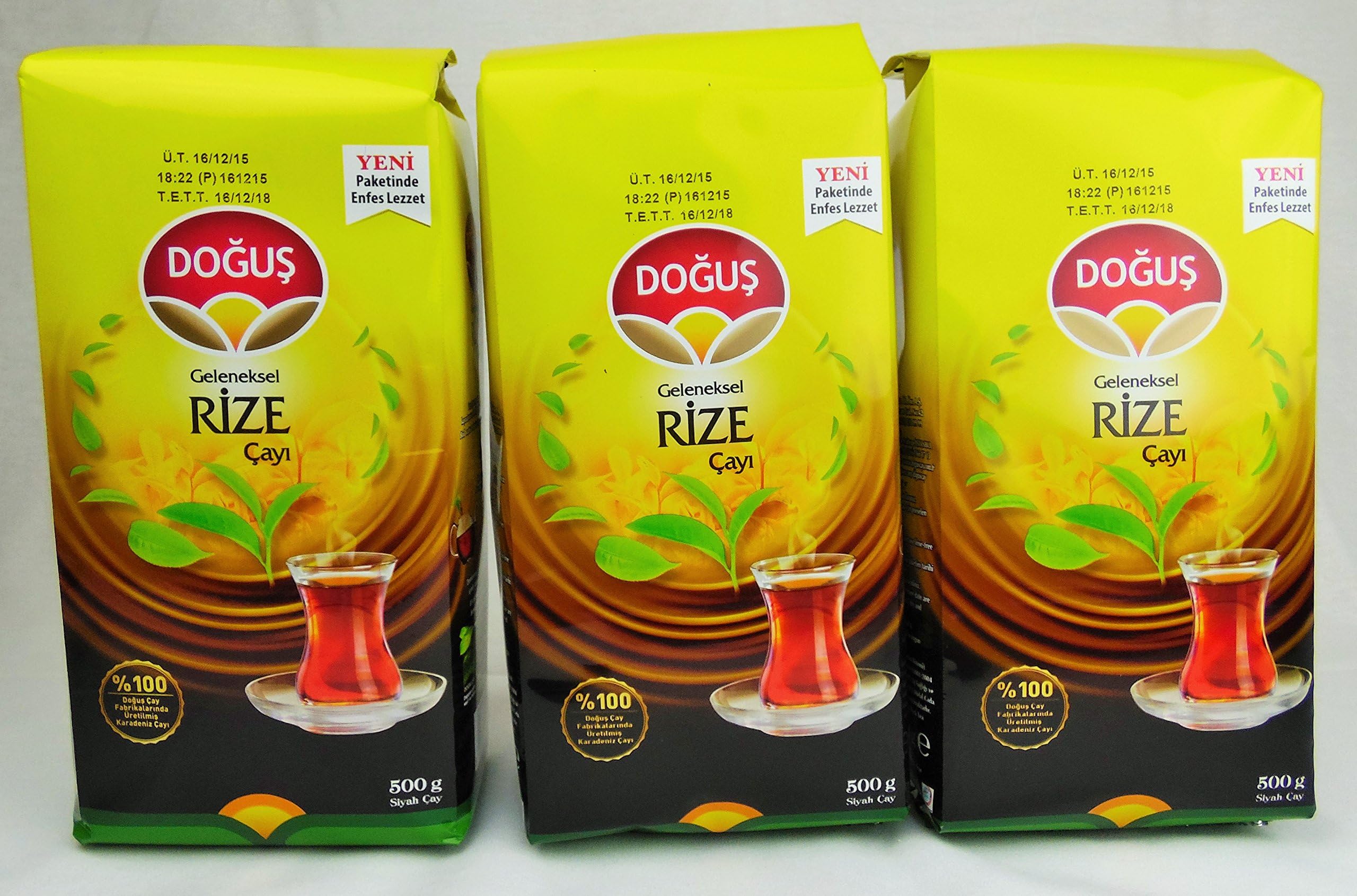 Dogus Exclusive Turkish Black Tea Series (Traditional Rize Tea 16.9 Oz / 500 Gr , Pack of 3 )