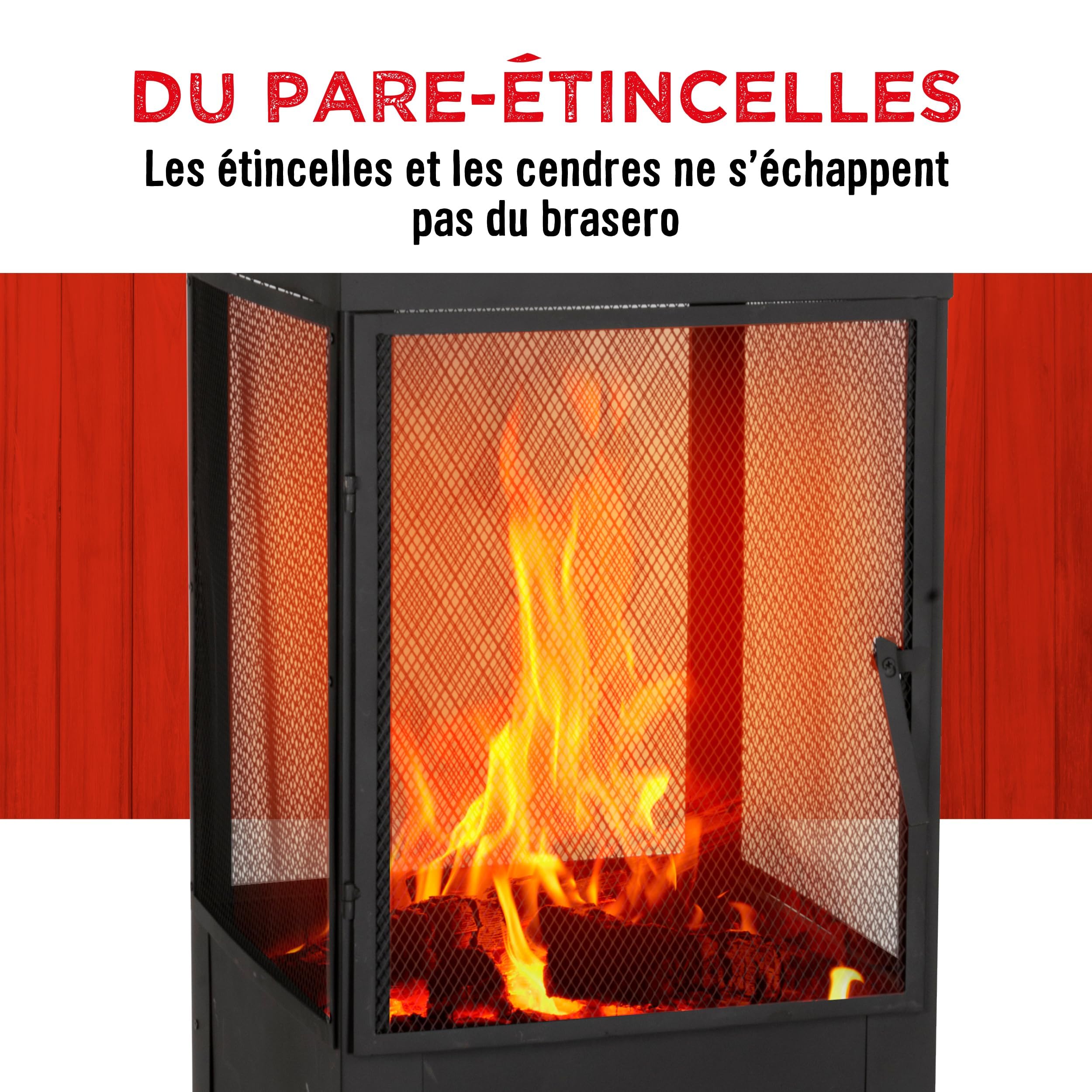 BBQ Collection Terrassenofen mit Schornstein - Gartenkamin mit Funkenschutz - Feuerstelle für den Garten oder Terasse - Karbonstahl Terrassenofen