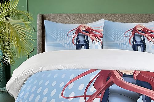 Miniatura 3 de Ambesonne Juego de funda de edredón de anime, manga futurista niña, ciencia ficción, efecto garabato, estilo japonés, estampado de arte digital,