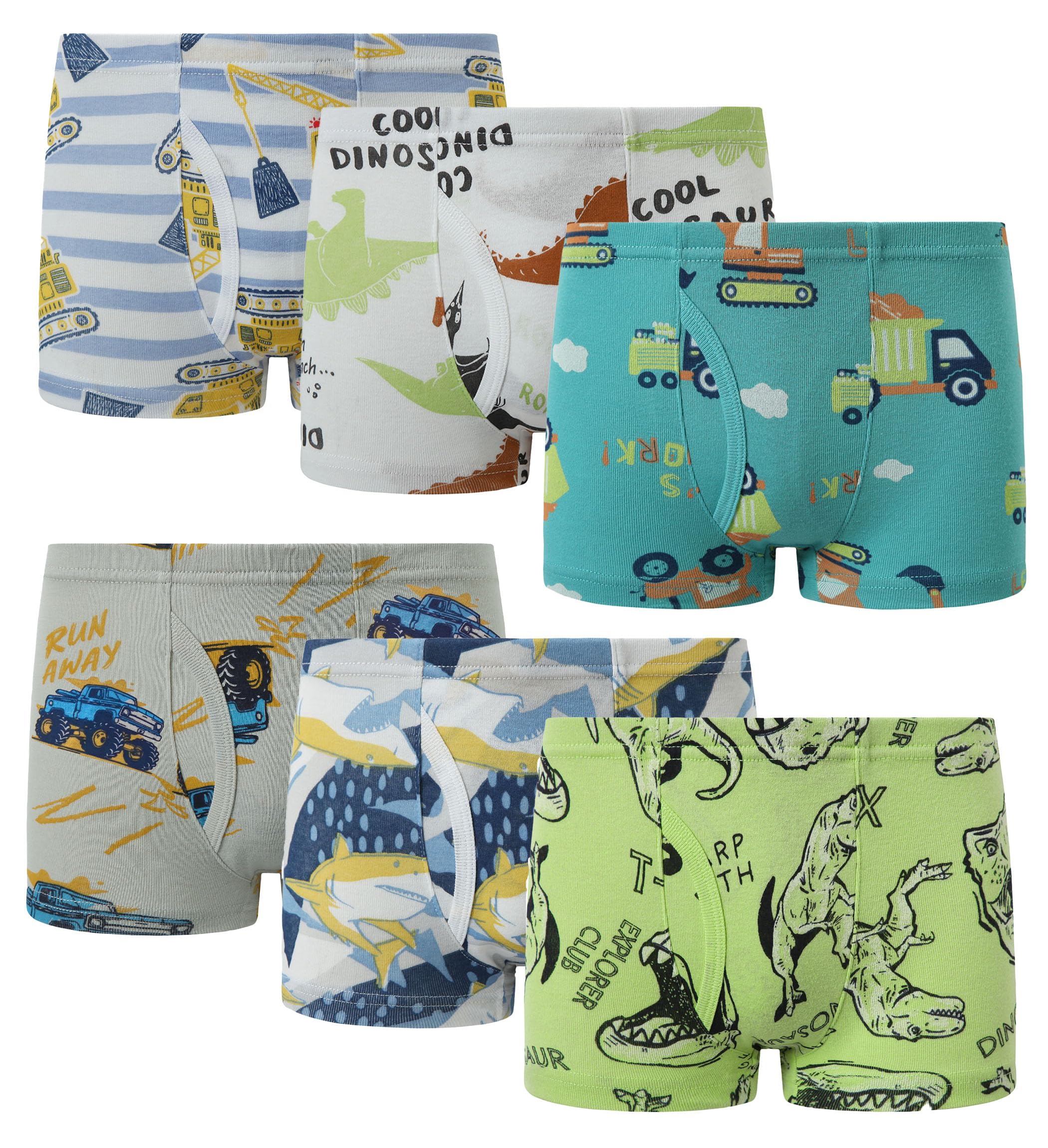 Sladatona Boys Boxer Briefs Shorts Cotton Dinosaur Shark Baby Toddler Underwear for Kids Boy 3 6 Pack