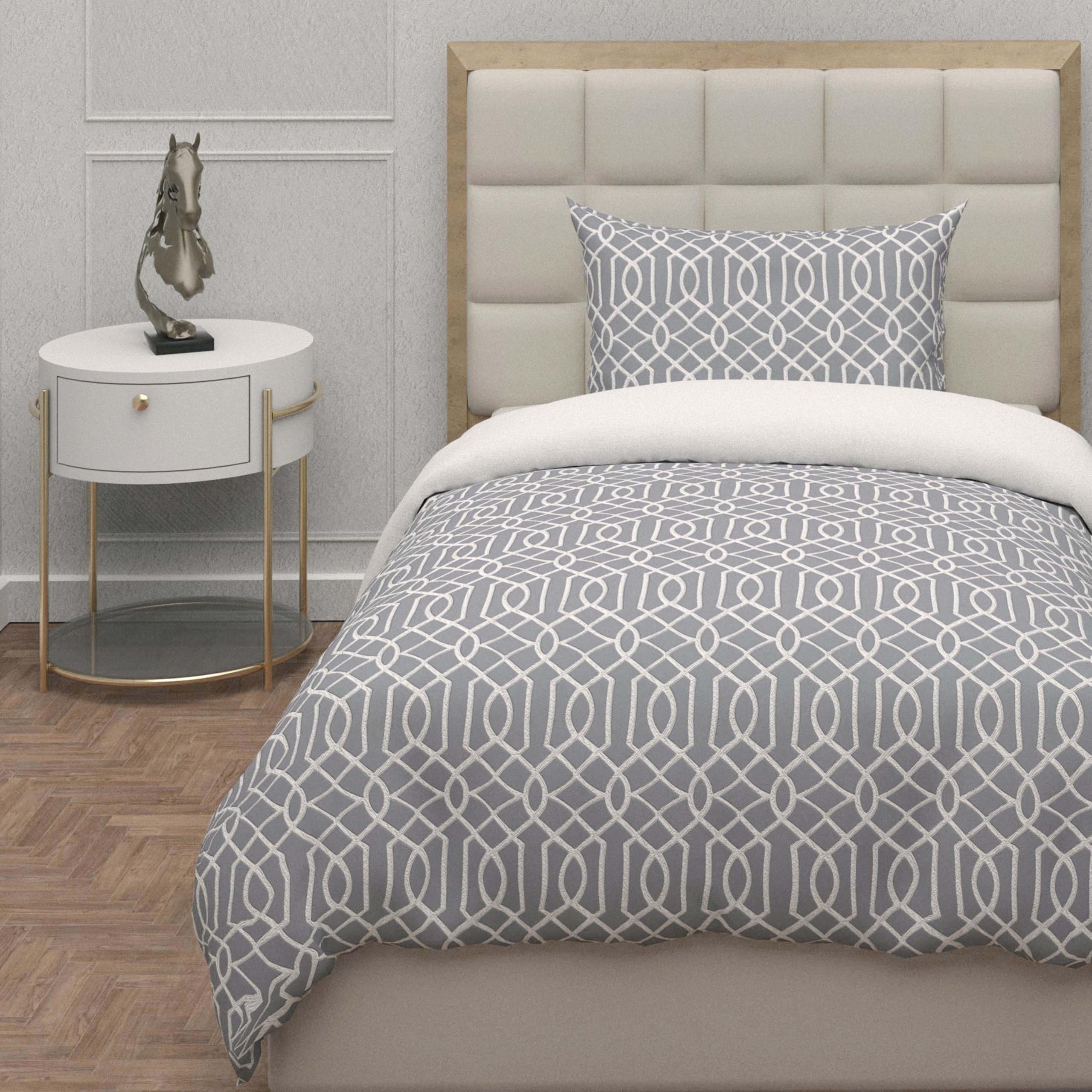 Intemporel Soleil d'Ocre, 3D Microfibre Duvet Cover Set 140 x 200 cm Anya Grey