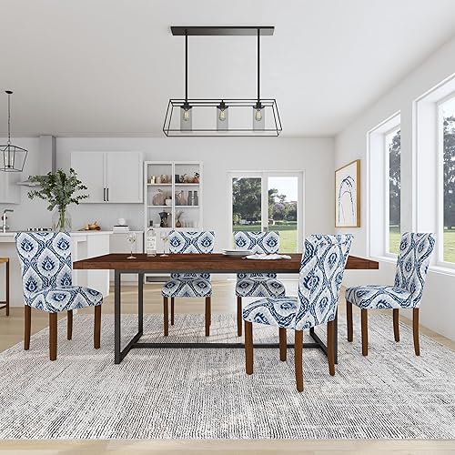 Miniatura 2 de HomePop Classic Parsons - Sillas de comedor, paquete de 2, estampado de medallón azul Ikat