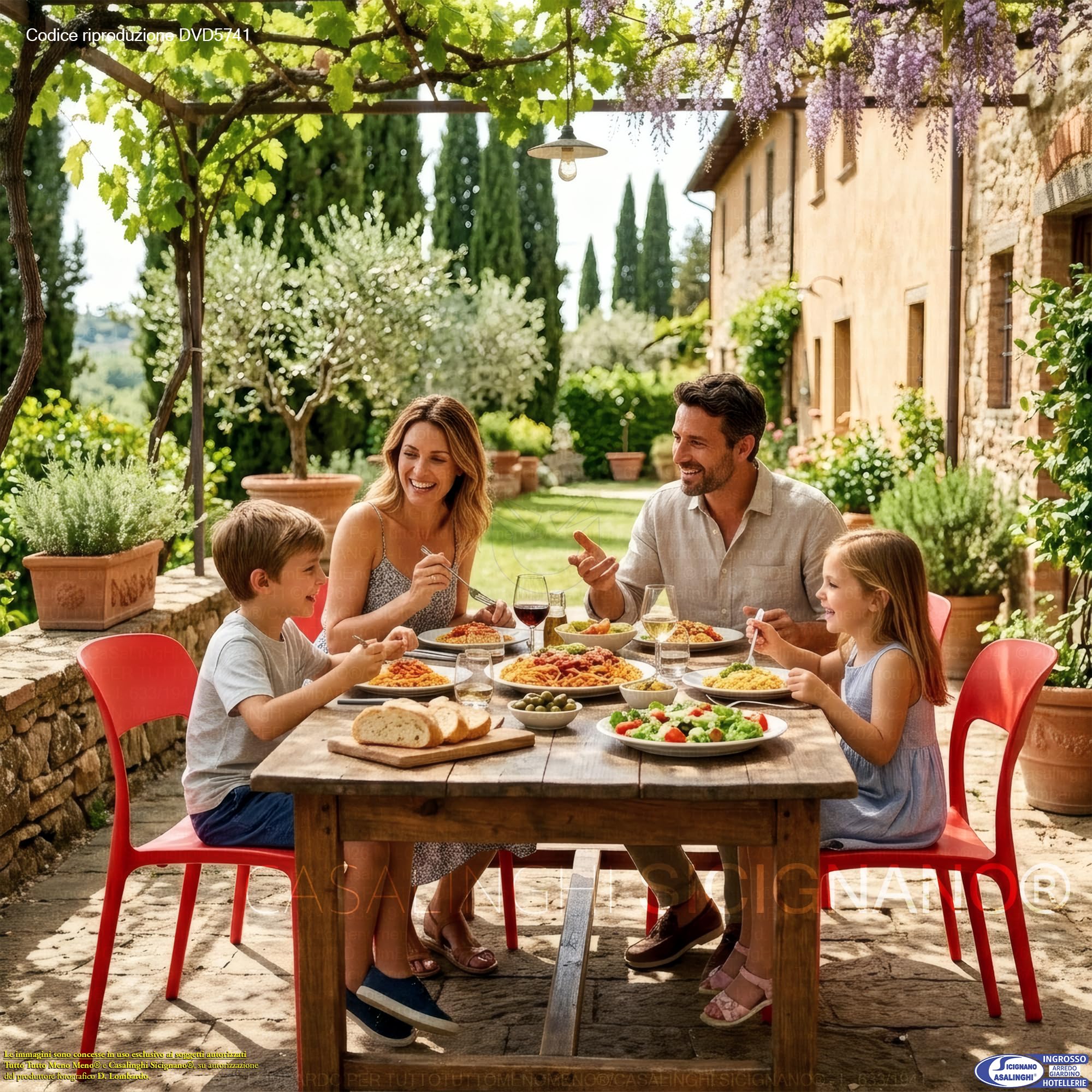 Sicignano Set di 2 Sedie Noemi in Polipropilene Senza Braccioli per Giardino, Esterni e Interni, Leggere, Impermeabili e Facili da Pulire (Rosso)