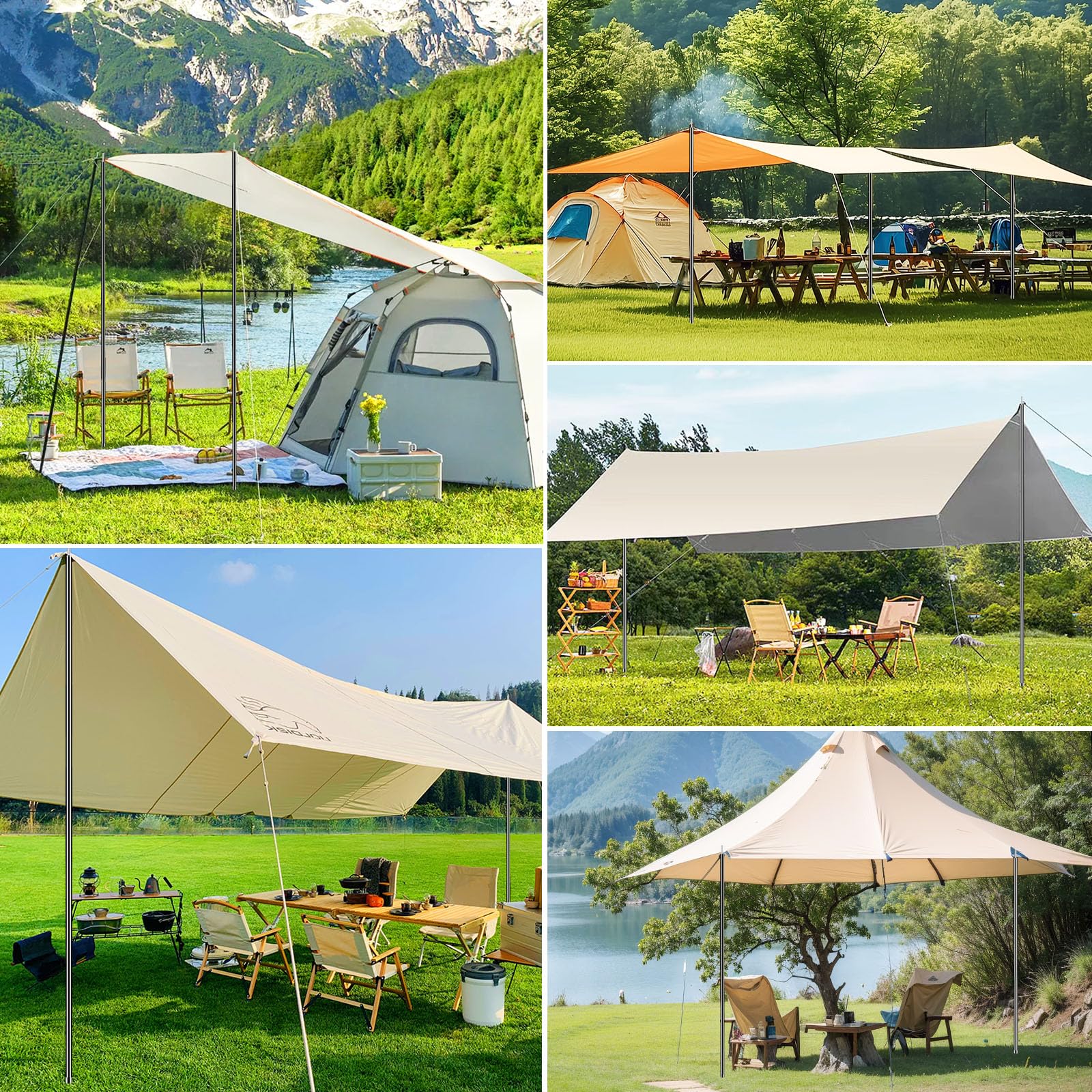 Umisu 2 stuks tenthouders zeilstangen aluminium telescoopstang 2,3 meter zonnezeil voor camping vakantie accessoires tent voortent zwart